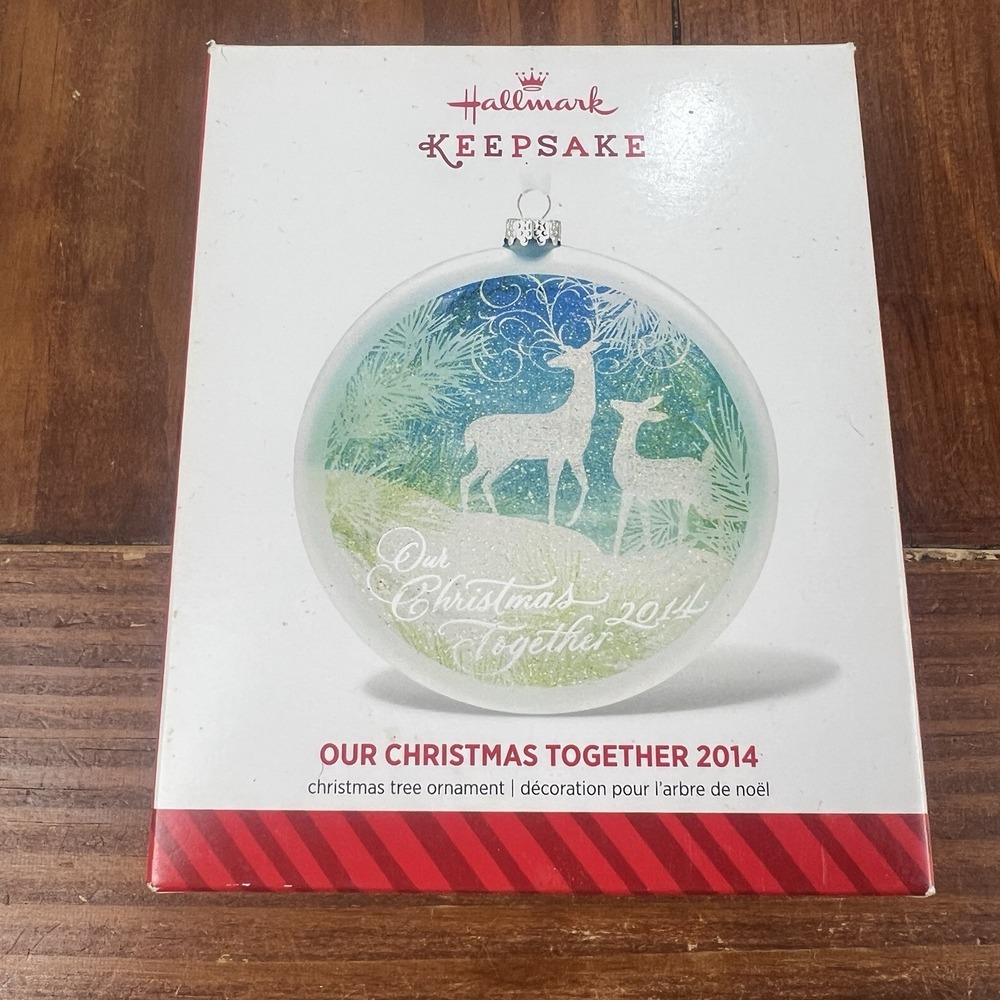 Hallmark Keepsake Our Christmas Together 2014 Deer Glass Couple Ornament READ